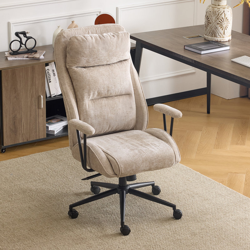 Chaise de bureau pivotante à dossier haut réglable 27,2 pouces, Brun