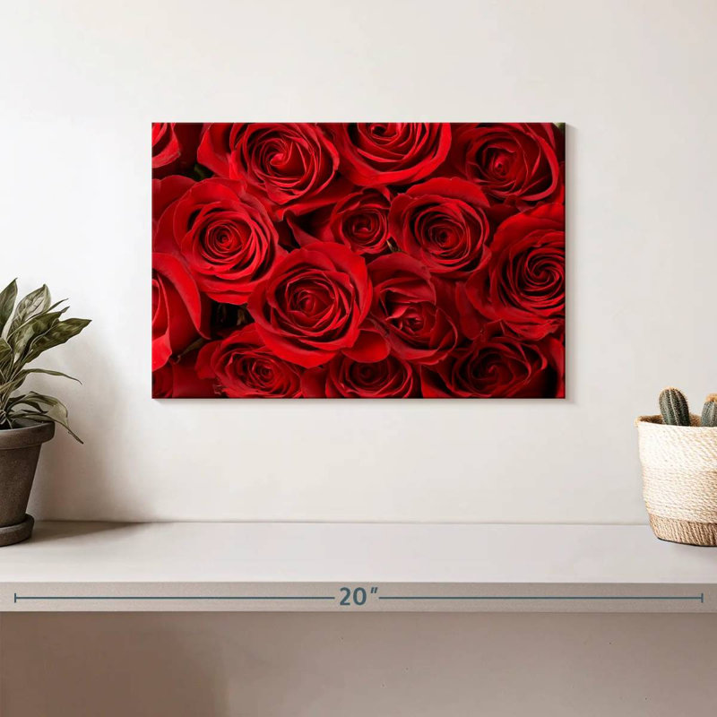 Bouquet de roses rouges, H 8 po x l 12 po