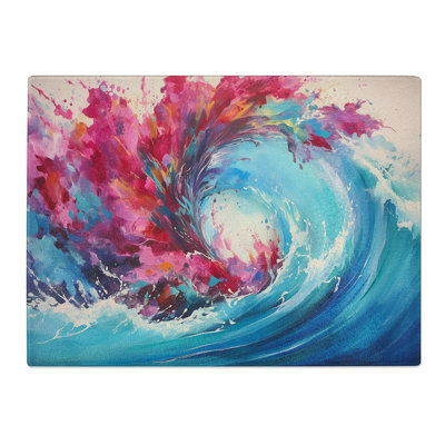 Wave Abstract  Glass Chopping Board