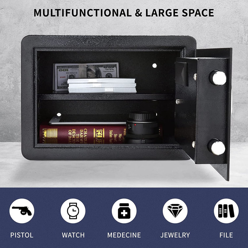 Petit coffre-fort de 1,2 pi cu avec clavier numérique TigerKing pour garde-robe, appartement, dortoir, bureau à domicile, noir