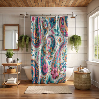 Vibrant Paisley Vibes - 1 Piece Standard Shower Curtain