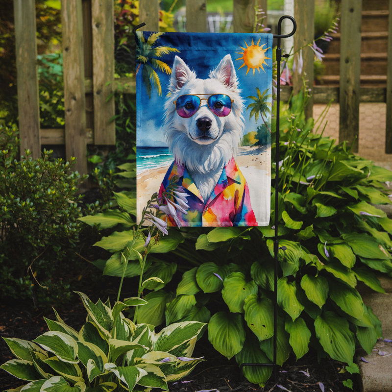 Bouvier bernois avec drapeau de jardin, Esquimau américain