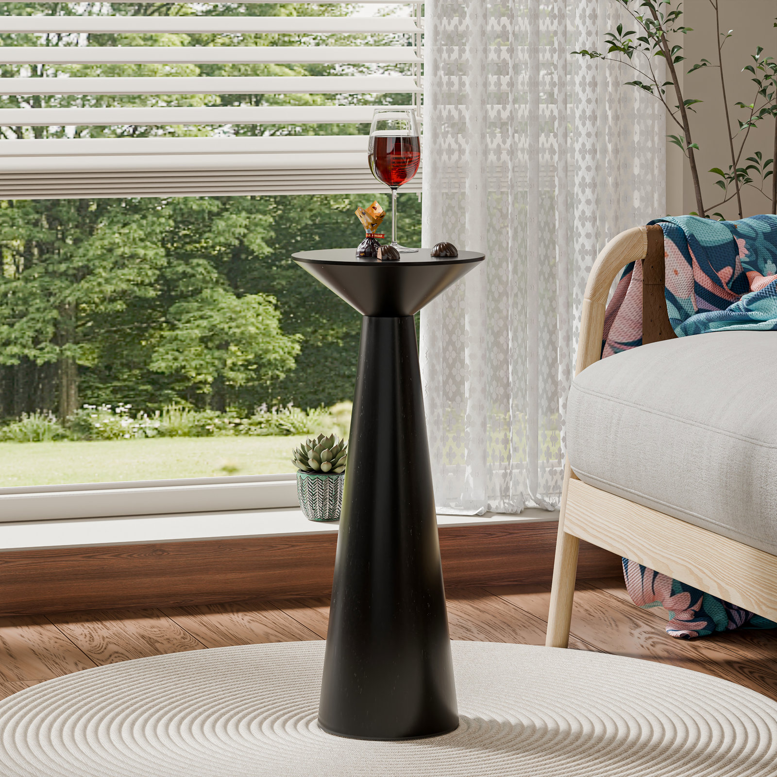 Bozovich Solid Wood End Table, Black, 22.83" H x 9.84" W x 9.84" D