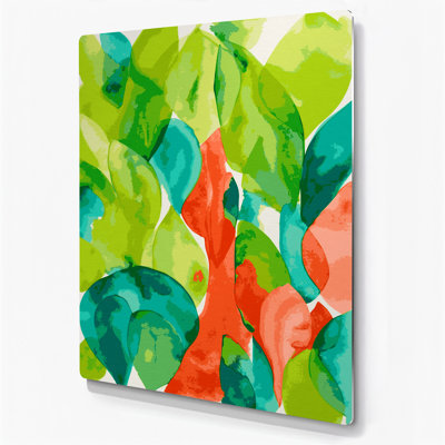 Abstract Watercolor 46 Green Metal Wall Art