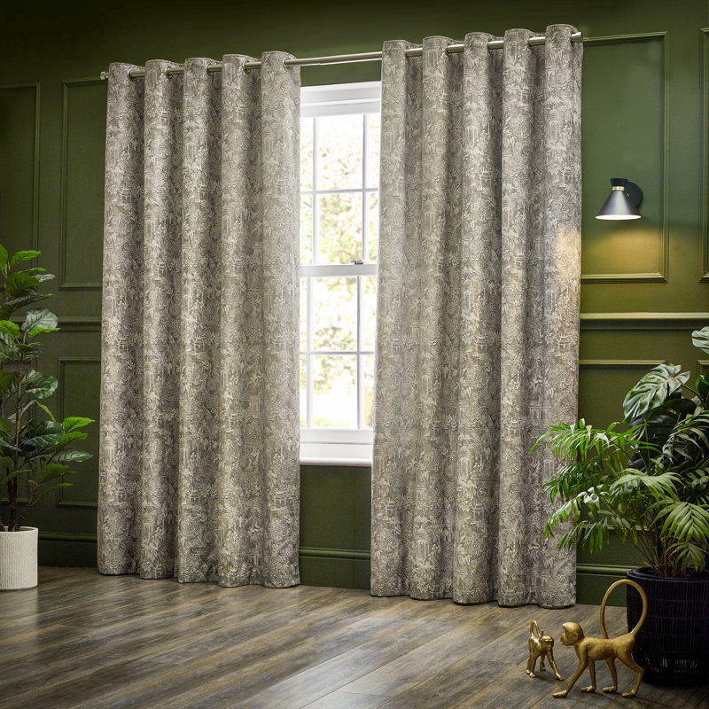 Bengal Room Darkening Curtain Pair, Beige, 229 W x 229 D cm