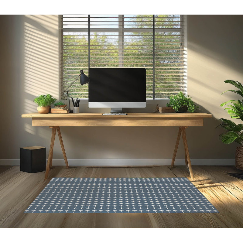 Tapis de bureau léger Check, L 6 pi x L 4 pi, Bleu