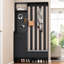Rangement avec banc de rangement rembourré, armoire à chaussures multifonctionnelle avec panneau perforé, portemanteau moderne avec 4 crochets pour l'entrée, vestibule, noir