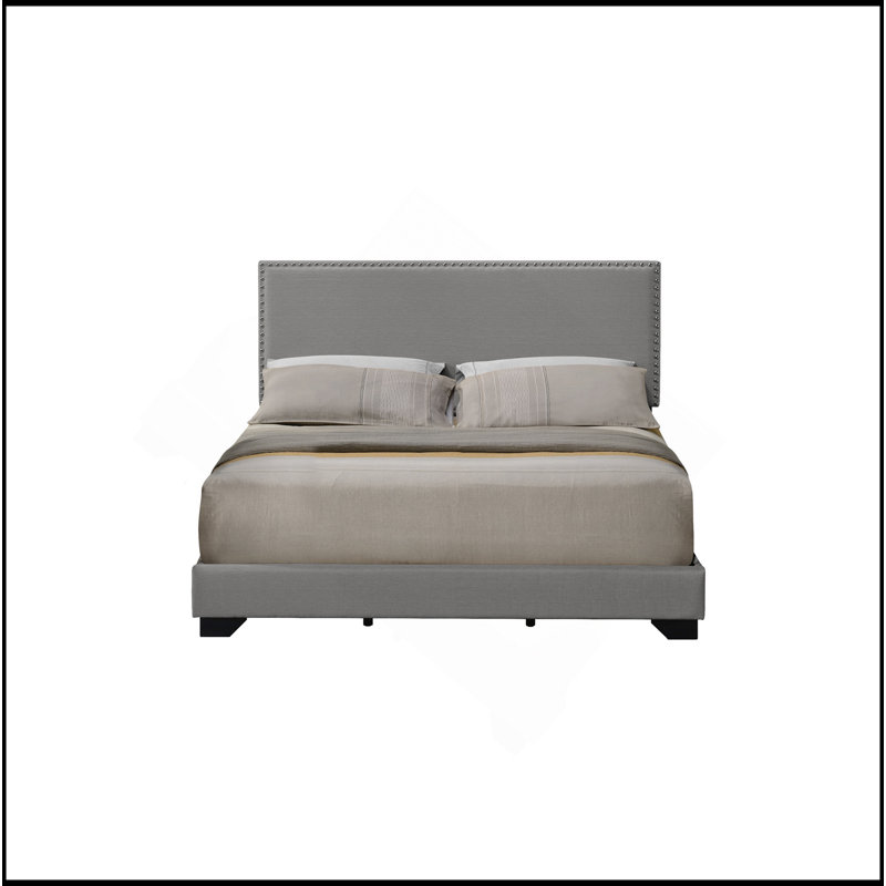 Grand lit en tissu gris clair Leandros, Gris clair