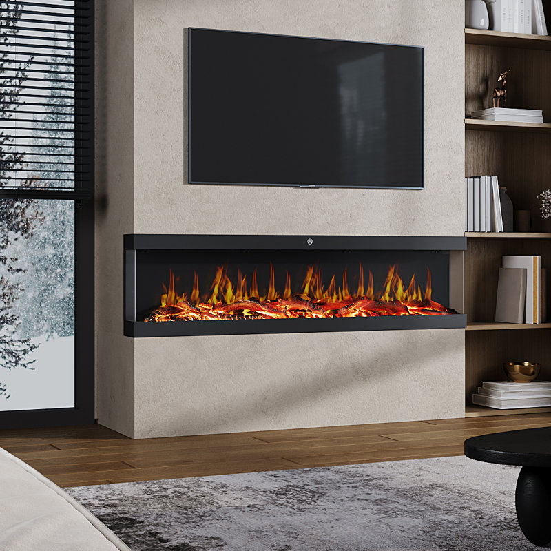 Symple Stuff 142cm W Black Electric Fireplace