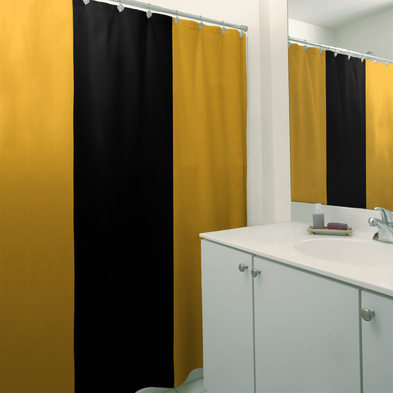 Rideau de douche rayé Boston, Jaune / noir / jaune, Oui