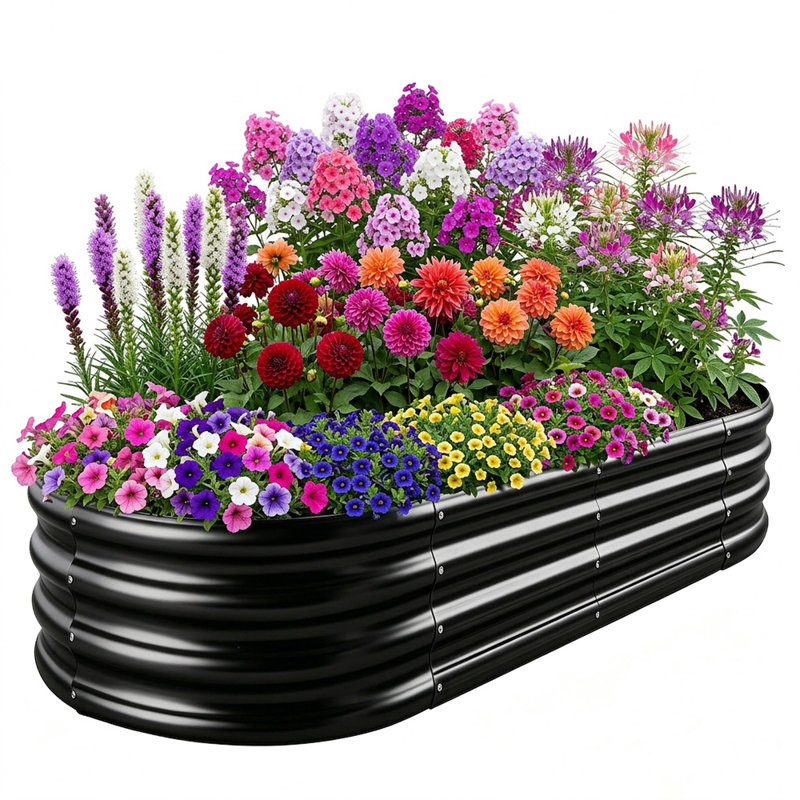 Boîte à fleurs surélevée pour jardin en métal galvanisé