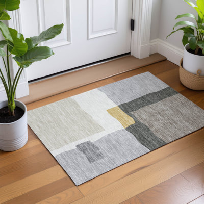 Machine Washable Indoor/Outdoor Chantille ACN2400 Abstract Rug