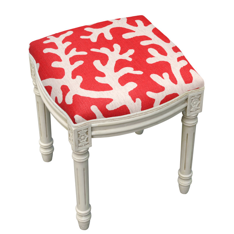 Tabouret de coiffeuse en bois massif Colleton, Rouge
