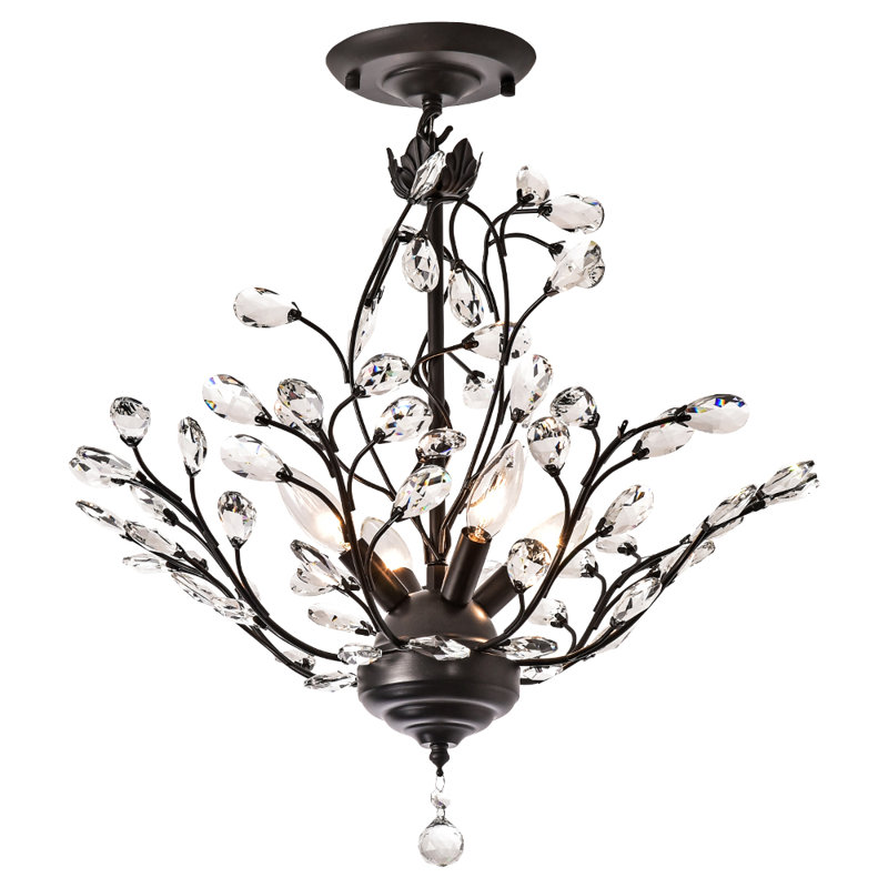 Darcey 4 - Light 18.1" Unique Flush Mount with Crystal Accents