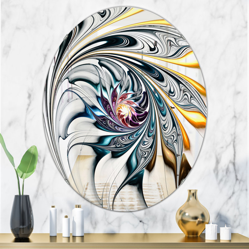 Stained Glass Floral Art Accent Wall Mirror, 20" W x 30" H