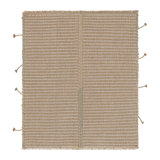 Rug & Kilim’S Accent Kilim, Square Rug In Soft, Textural Cream And Beige Stripes