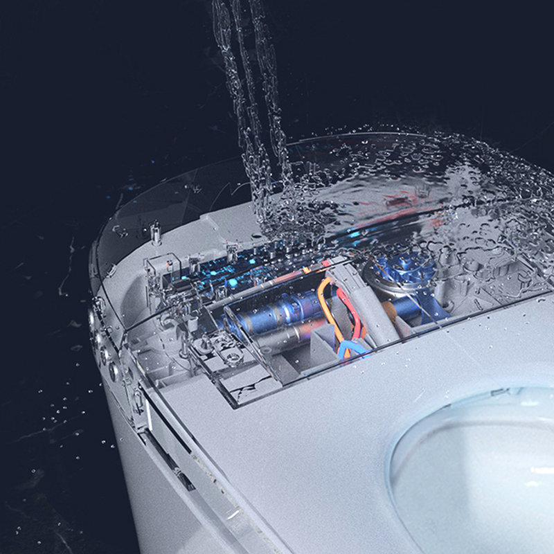 Heated Seat Toilet - Adjustable Temp, Dual Flush, Foot Infrared Sensor, Led Night , Compact Model Space
