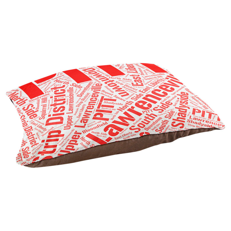 Coussin de chien « districts », Moyen (H 9,5 po x l 28 po x P 18 po), Rouge, Pittsburgh