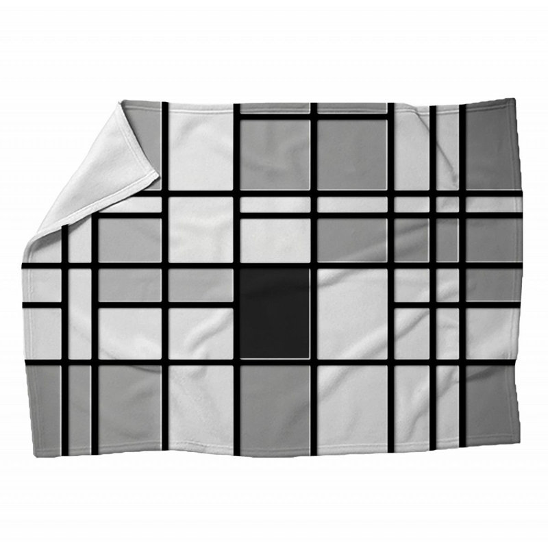Machine Printed Throw Blanket, 60" L x 50" W, Plaid, Black/Gray