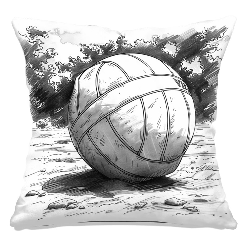 Coussins Volleyball On Beach, 26 x 26 inches, Gris clair / noir