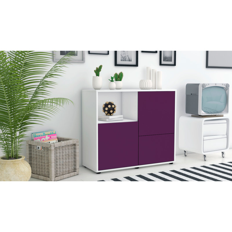 Powhattan 92cm Sideboard, White/Purple