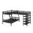L-Shaped Metal Bunk Bed Combo Twin Over Full With Twin Loft Bed And Four Built-In Shelves