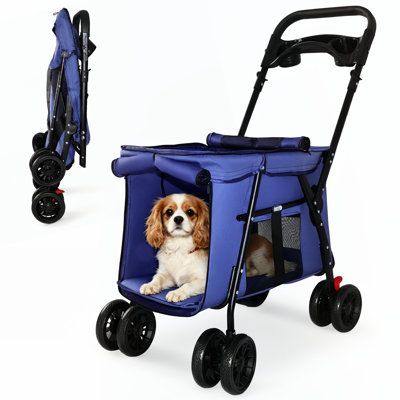 Pet Stroller, Foldable 4-Wheel Design