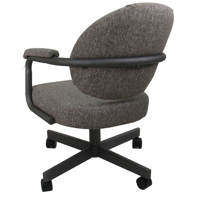 4 chaises de salle à manger pivotantes en métal - Style M-70, Vinyle noir, Noir, 4