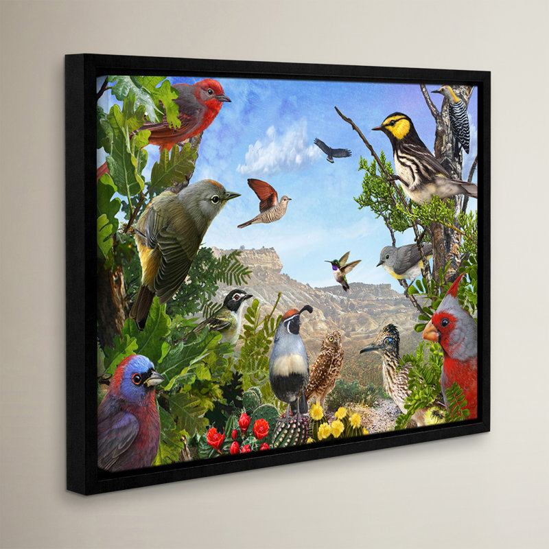 « texas oiseaux », impression sur toile tendue encadrée, H 18 po x l 24 po x P 2 po