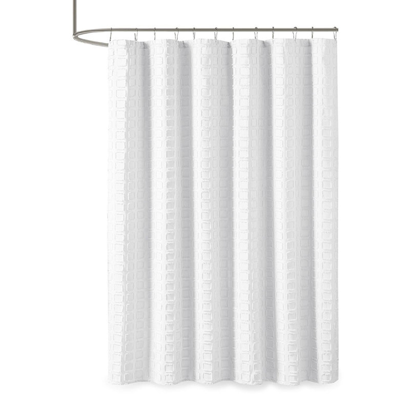 Rideau de douche tissé à pince, Blanc