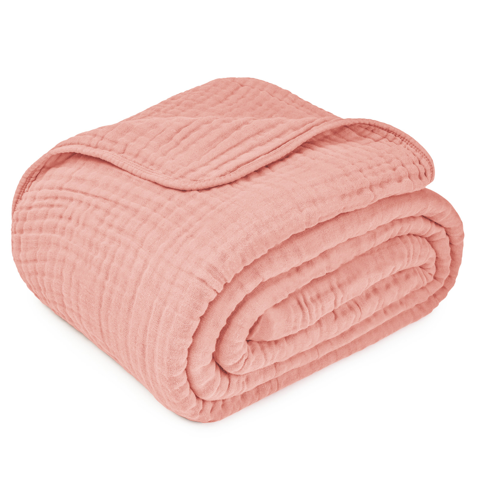 Karlina Cotton Muslin Throw Blanket, Twin, Pink