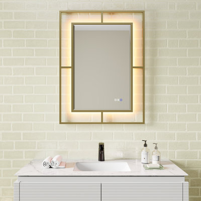Miroir de salle de bain multifonctionnel à DEL, cadre décoratif en fer fabriqué à la main