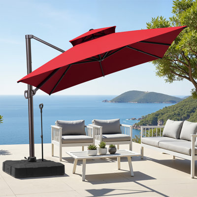 10 X 13 Ft Patio Cantilever Umbrella With Weighted Base