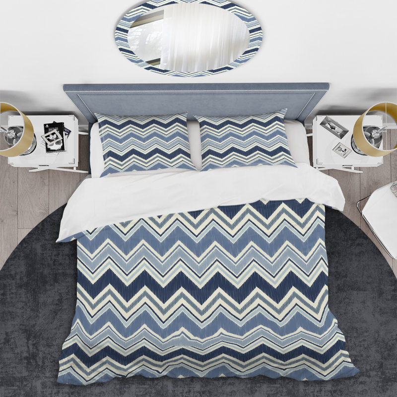 Chevron gris - ensemble de housse de couette abstrait - microfibre de polyester