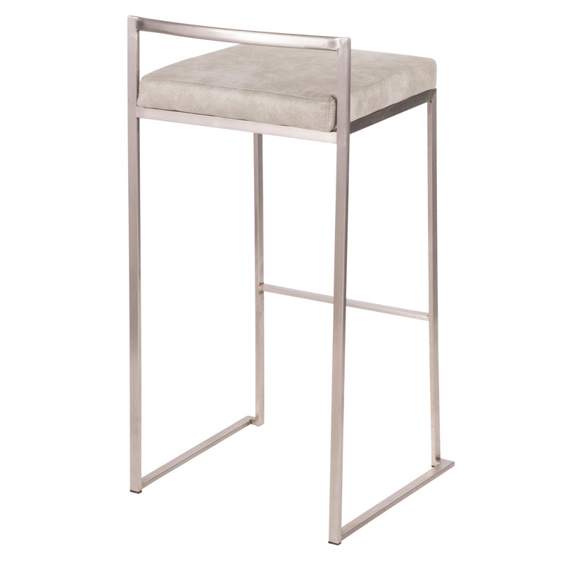 Tabouret de bar contemporain empilable, Argent, Gris clair