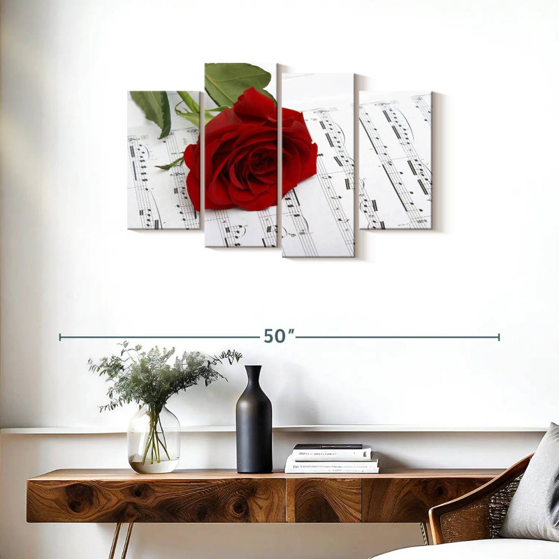 Harnek Rose sur une feuille de musique, H 22 po x l 36 po
