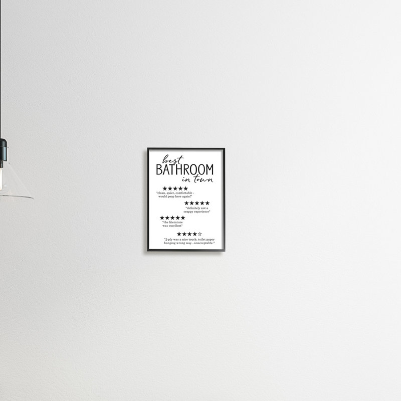 «Best Bathroom Five Star», «Bath Bath» - art textuel, H 14 po x l 11 po x P 1,5 po, Giclée encadrée noir minuit