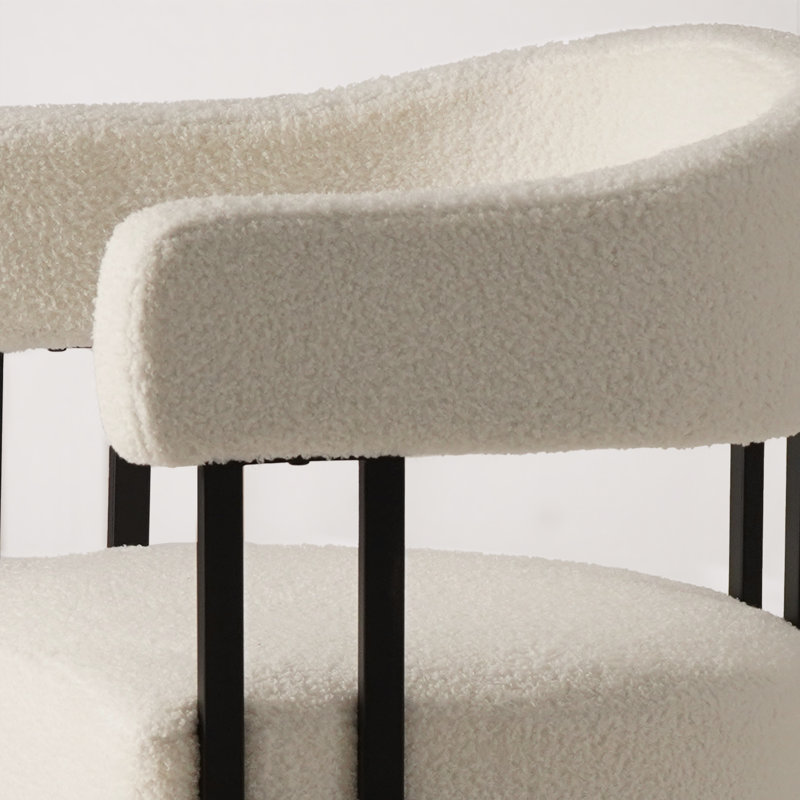 Haskett Upholstered Dining Armchair with metal legs, White