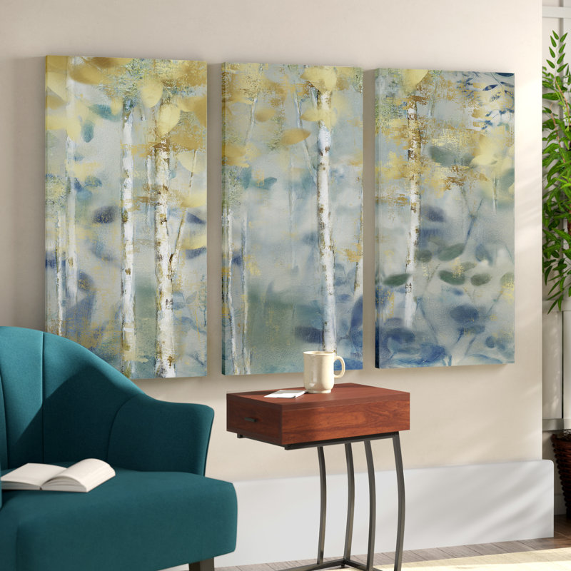 Gilded Forest II - 3 Piece Multi-Piece Image on Canvas, 32" H x 48" W x 1.5" D