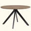 Table de salle à manger ronde en bois massif pour 4 à 6 personnes avec base piédestal entrecroisée-2138462834-2138462832