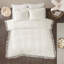 Mini ensemble de couvre-lit touffeté en coton chenille à médaillon, blanc cassé, simple / simple TG et style bohème