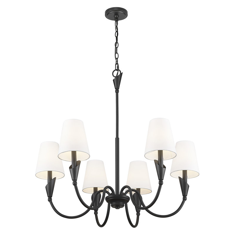 Lustre moderne Elvin, Six lumières, Noir mat, H 32 po x l 32 po x P 32 po