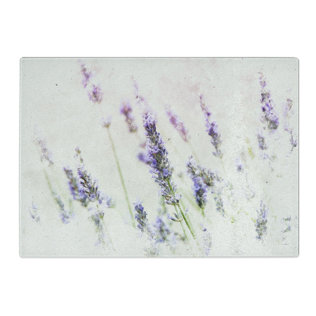 Tempered Glass a Field of Lavender Watercolour Chopping Board