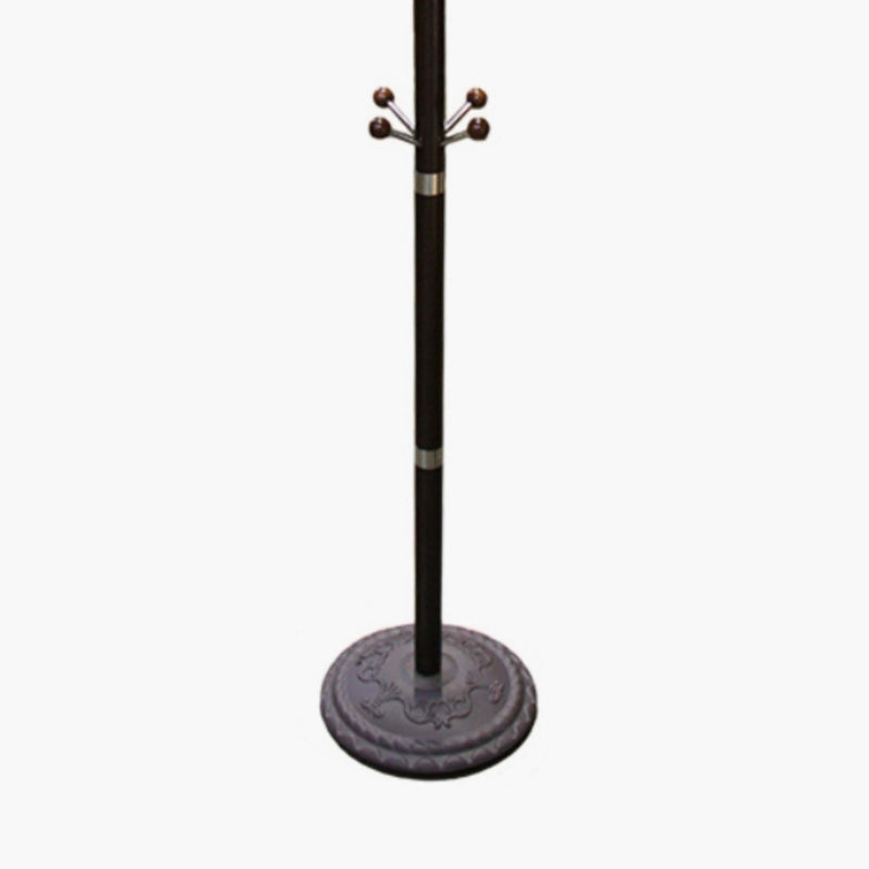 73" Tall Chrome and Wood Coat Rack, Cherry