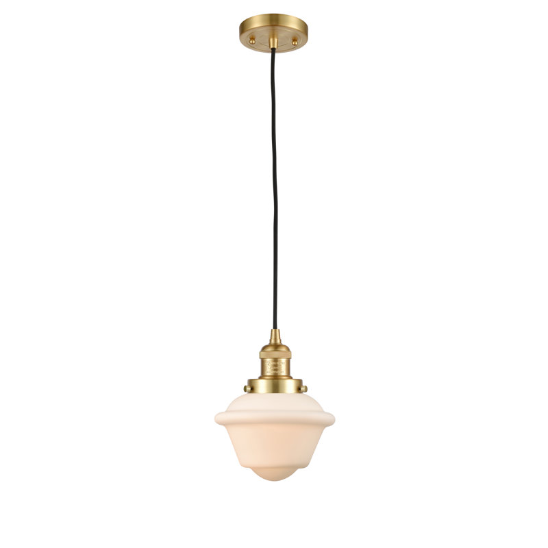 Luminaire suspendu 1 lumière Coddy, Boîtier blanc mat, Ampoule à DEL rétro de 6 watts, Bronze huilé