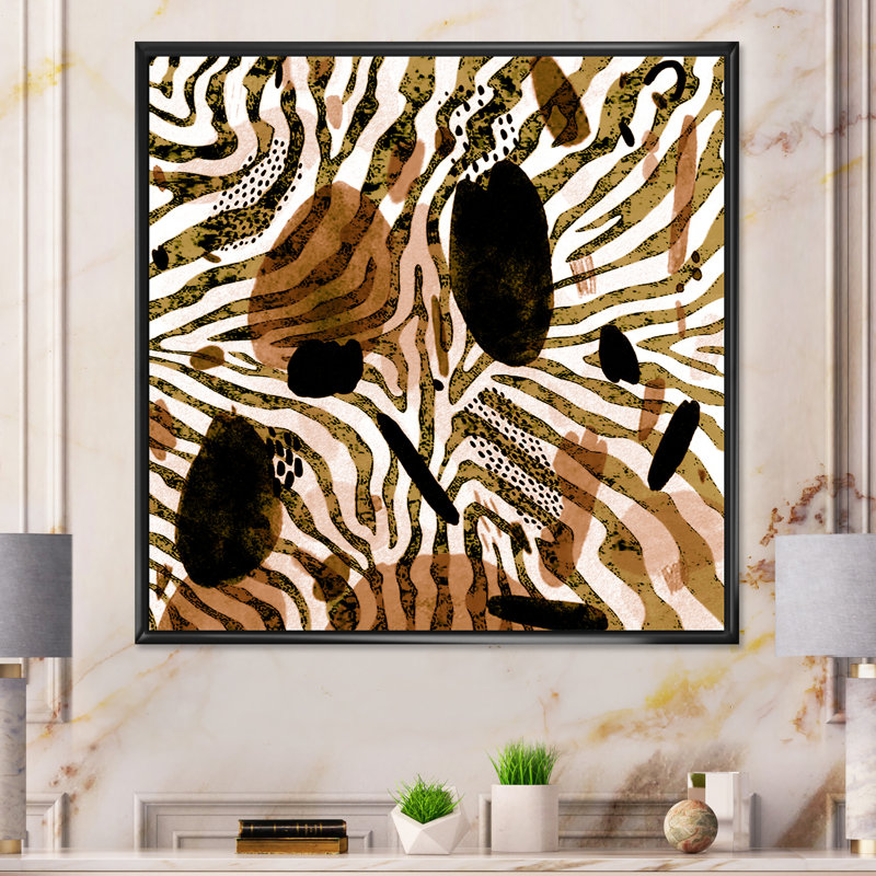 Impression sur toile, motif africain, H 30 po x l 30 po x P 1 po, Toile avec cadre flottant noir