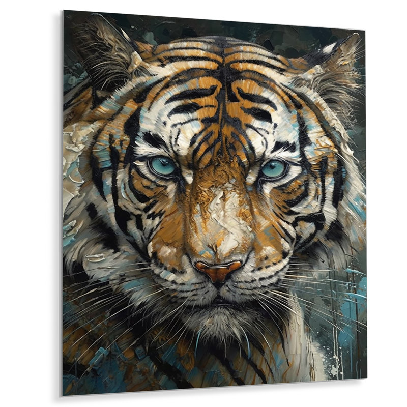 Portrait de tigre jaune, H 40 po x l 30 po x P 1 po