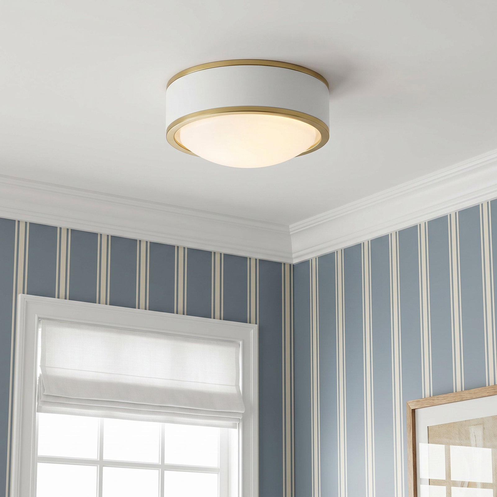 Tegan Single Light LED Flush Mount, Burnished Brass