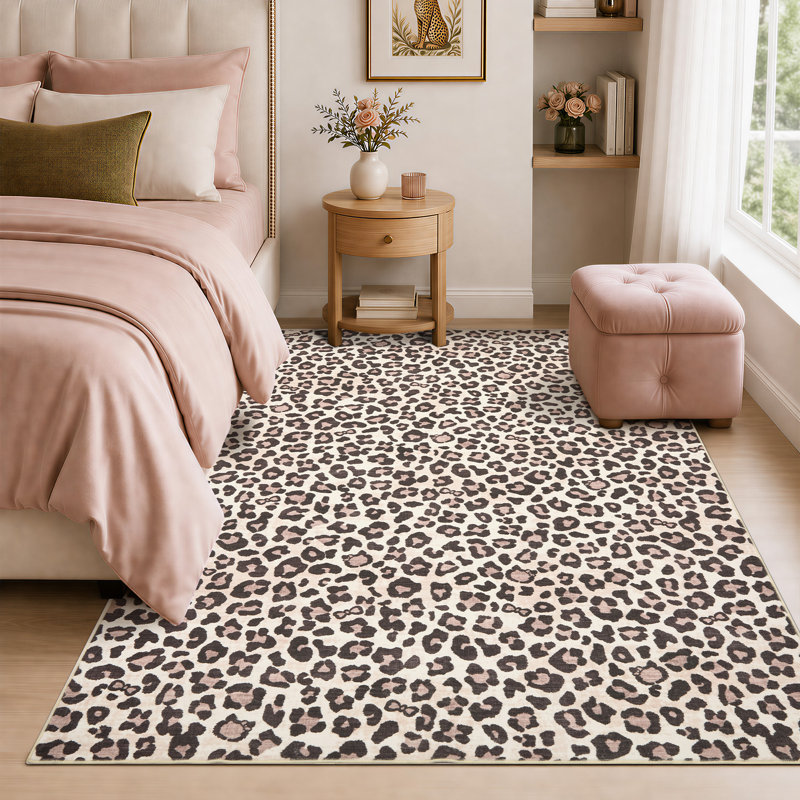 Tapis lavable pour tapis de salon, Beige/Brown, 8*10