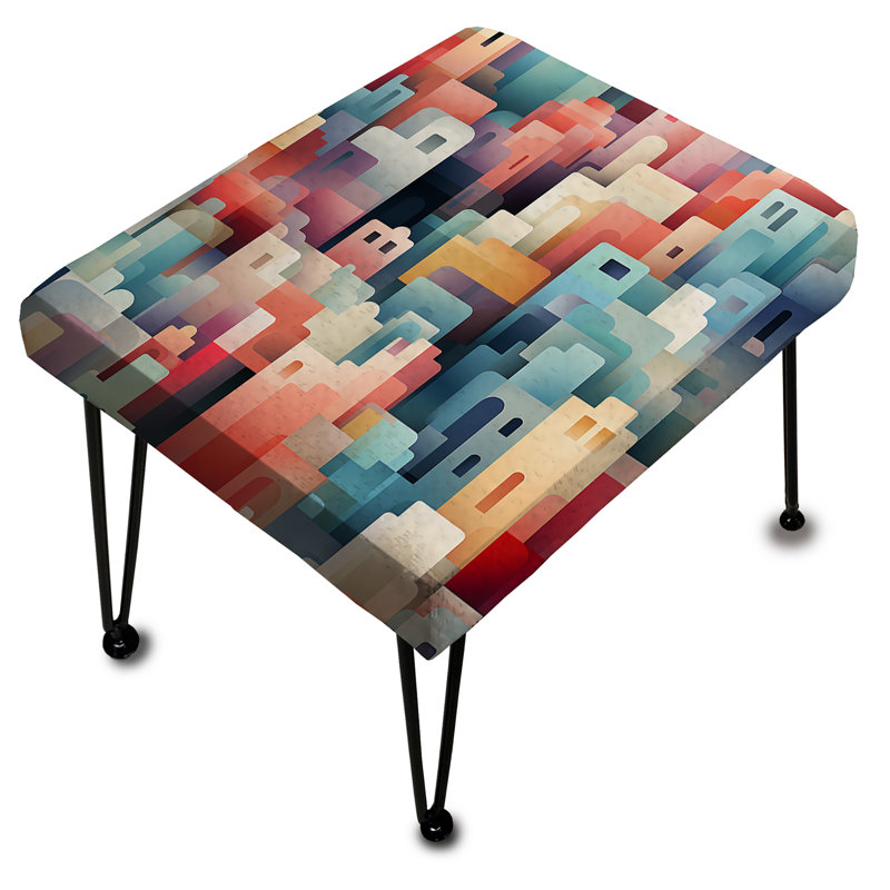 Geometric Pastel Colors Skylines Pattern - Geometric Rectangle Ottoman